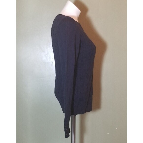 Talbots Womens Sweater Lambswool Blend Cable Knit Pullover Dark Navy Blue XS NWT - Picture 4 of 12